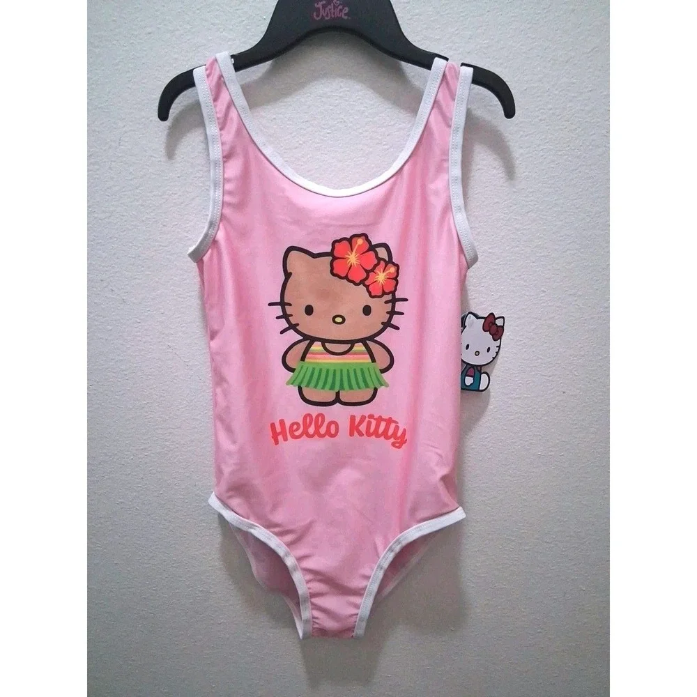 Hello Kitty Sanrio Girls Pink One Piece Swimsuit Hula Sz 6/6X‎ #26295